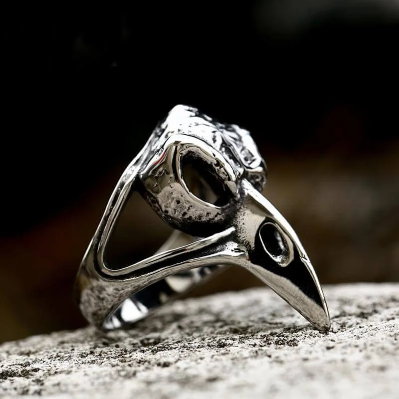 silver arrow pendant necklace Raven Beak Skull Stainless Steel Ring
