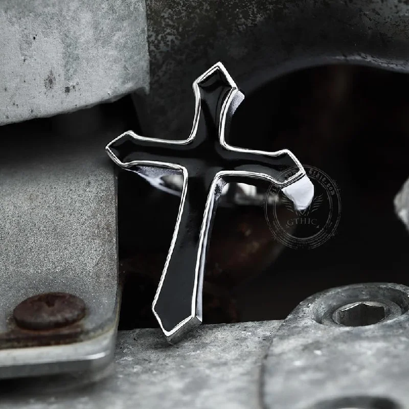 men’s sterling silver cufflinks Retro Cross Stainless Steel Punk Ring