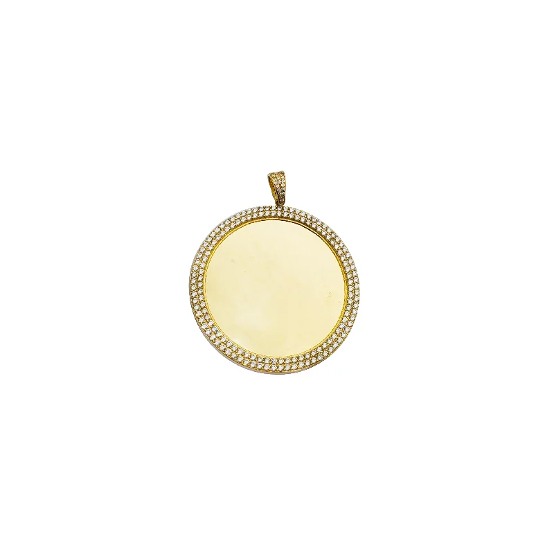 hexagon-shaped engagement ring unique Round Shape Cubic Zirconia Picture Pendant (14K)