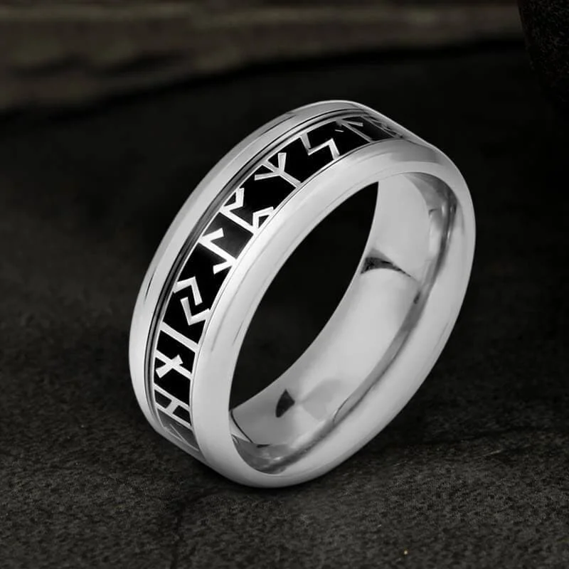 white gold necklace simple Runic Circle Stainless Steel Viking Ring