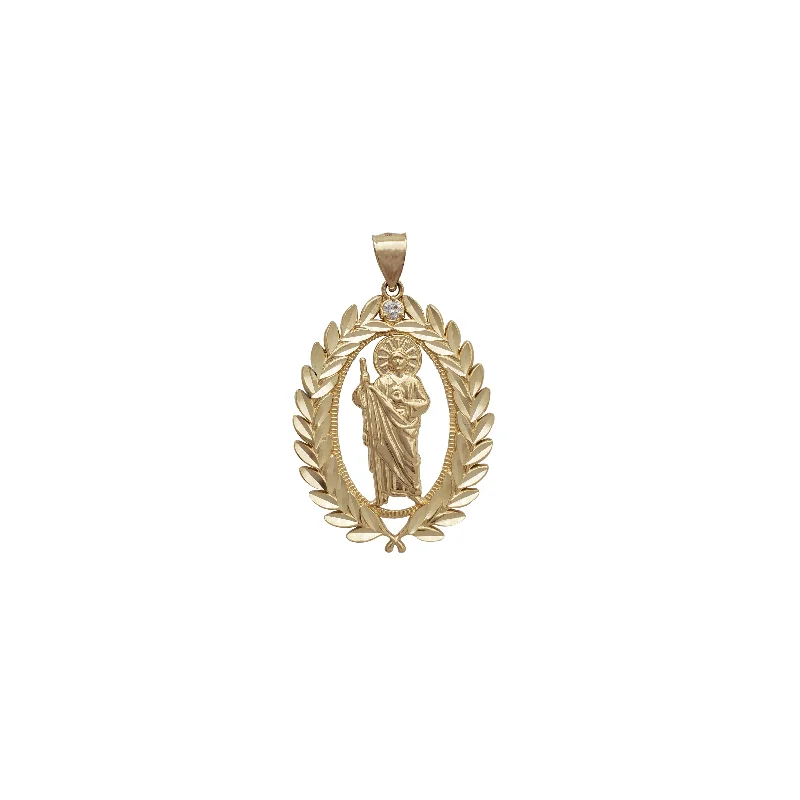emerald-cut ruby eternity ring Saint Jude Diamond-Cut Leaf Frame Pendant  (14K)