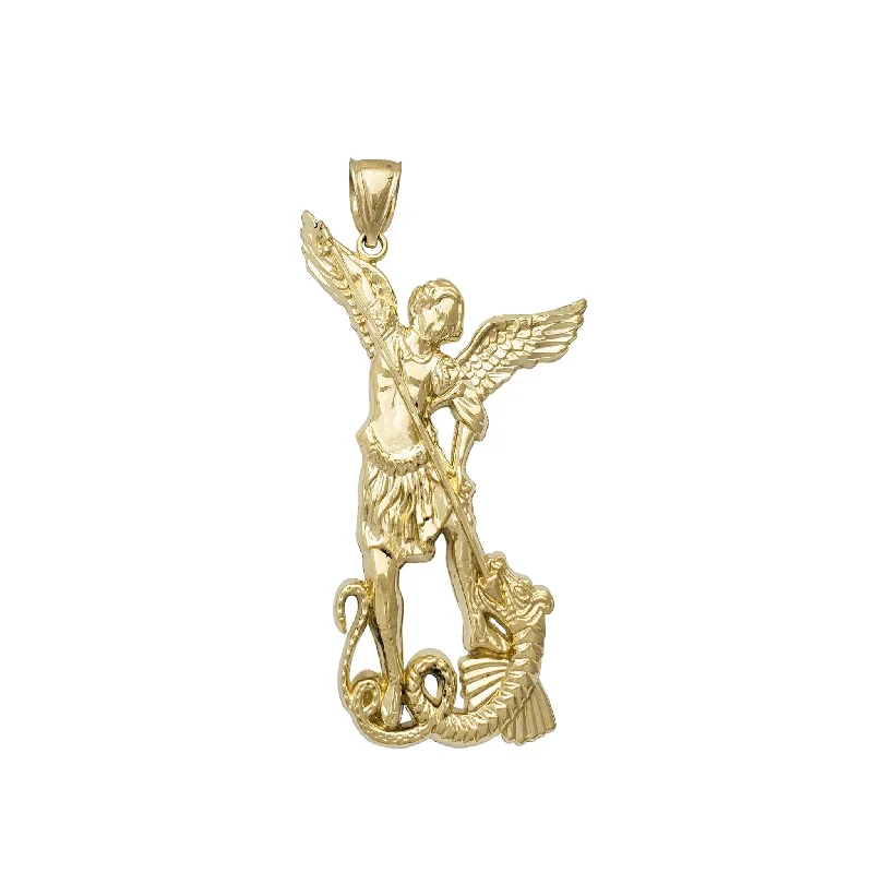 simple gold hoop earrings Saint Michael Pendant (14K)