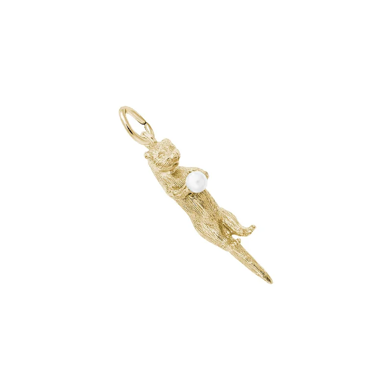 vintage emerald cocktail ring Sea Otter with Pearl Charm