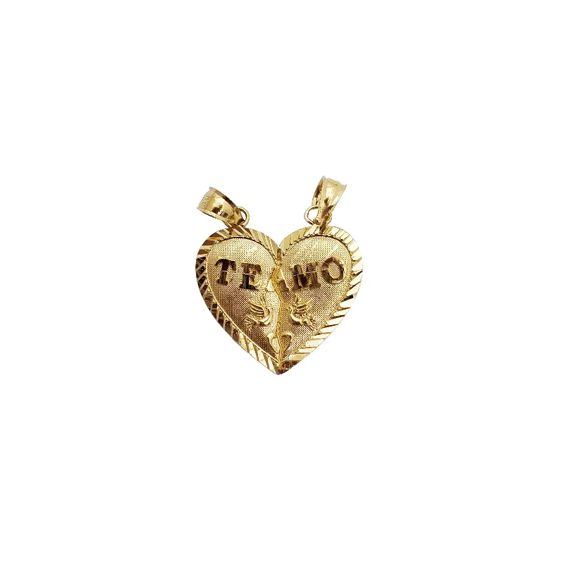 wedding anniversary diamond ring Split Heart "Te Amo" Pendant (14K)