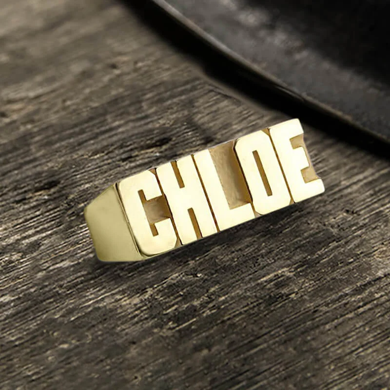 gold engagement ring vintage Sterling Silver Custom Name Ring