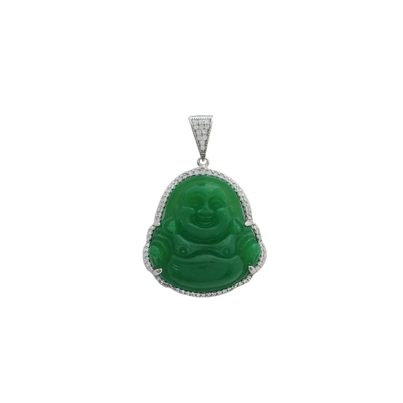 butterfly pendant necklace delicate Sterling Silver Frame Jade Buddha Pendant (Silver)