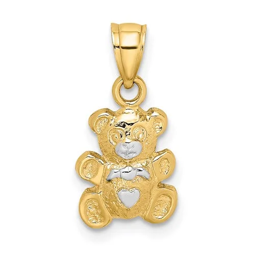 personalized initial ring stackable Teddy Bear Pendant (14K)