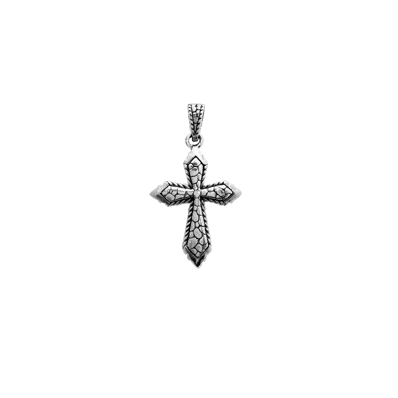 men’s titanium ring with diamonds Textured Cross Pendant (Silver)