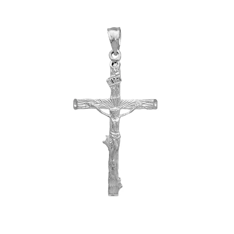 emerald cut diamond wedding ring Textured Crucifix Cross Pendant (Silver)