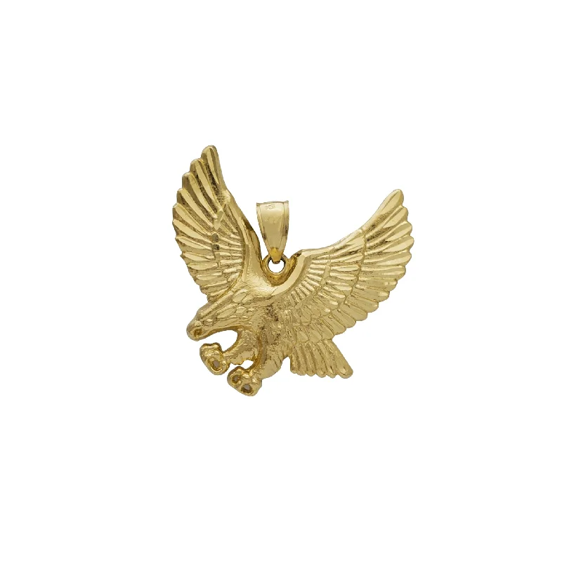 handmade ceramic bead bracelet Textured Flying Eagle Pendant (14K)