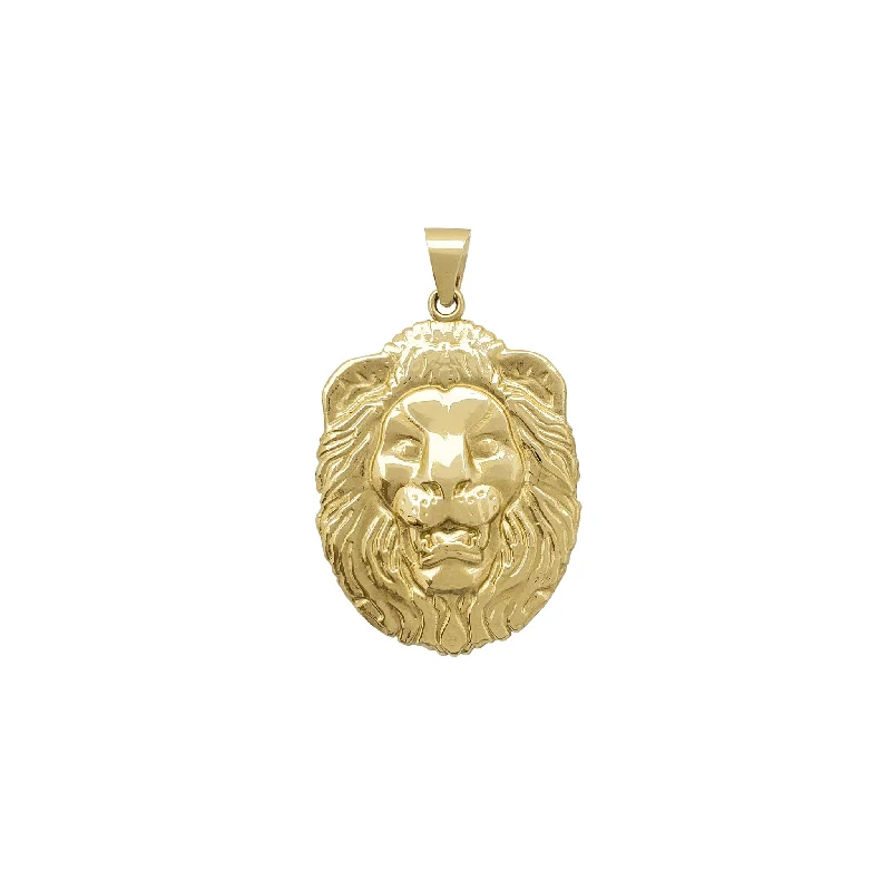 handcrafted braided silver bracelet Textured Lion Head Pendant (14K)