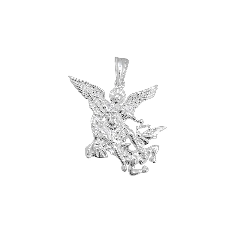 celestial sun and moon pendant Textured Saint Michael Pendant (Silver)