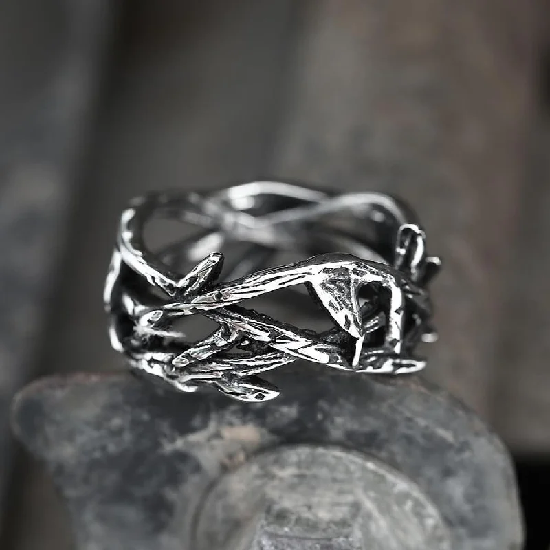 white gold diamond cluster ring Thistles and Thorns Stainless Steel Ring