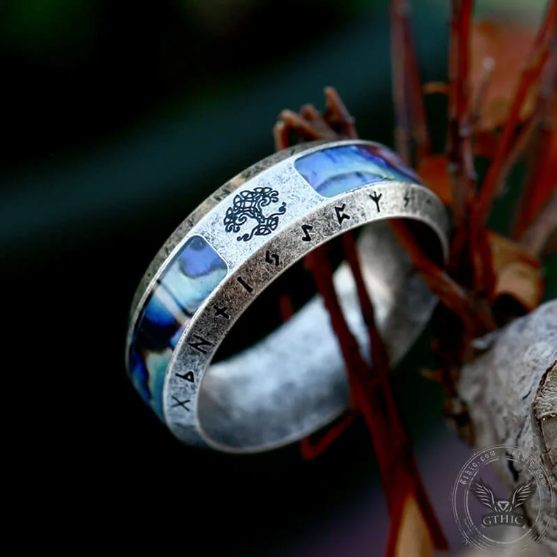 gemstone infinity bracelet Tree Of Life Stainless Steel Shell Viking Ring