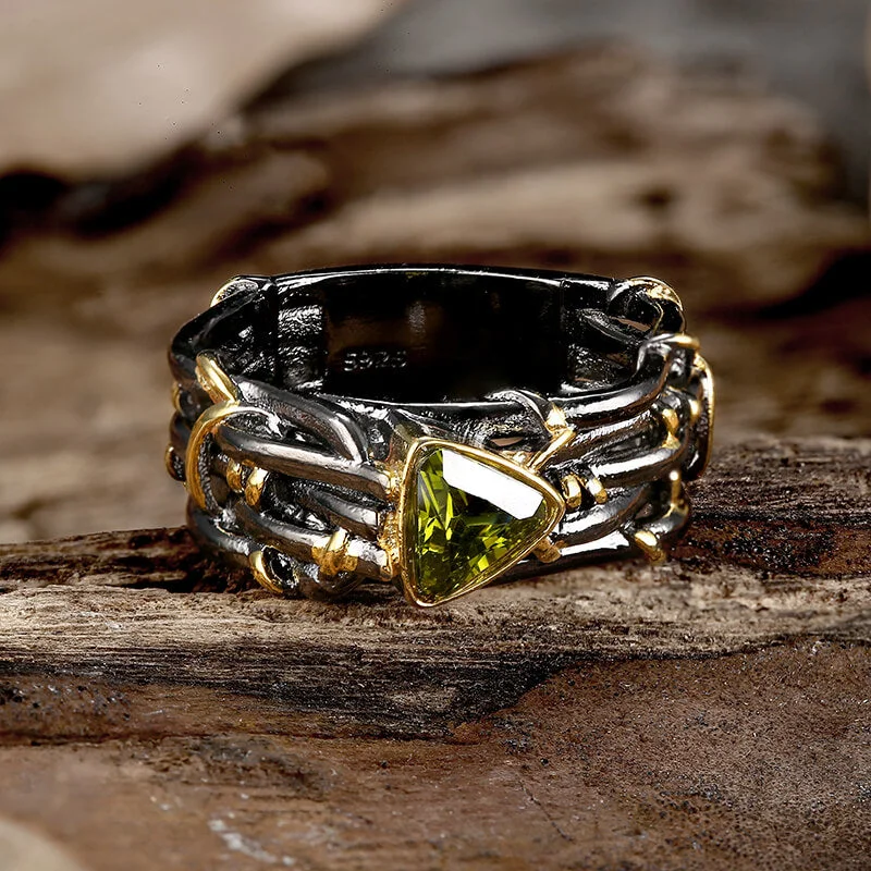 infinity necklace with birthstones Triangle Topaz Inlaid Brass Cocktail Ring