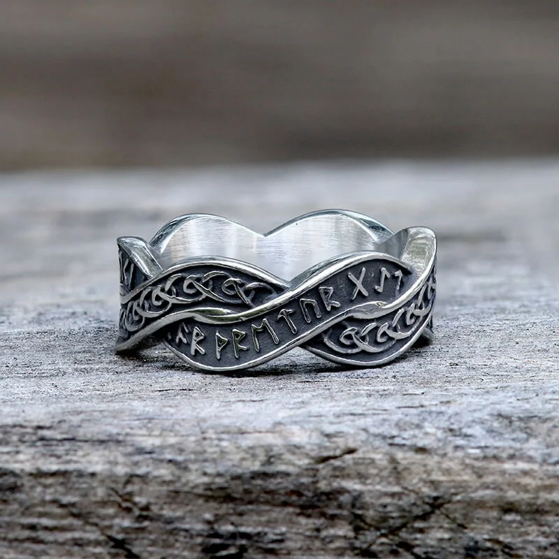 celestial zodiac sign necklace Twisted Viking Runes Stainless Steel Ring