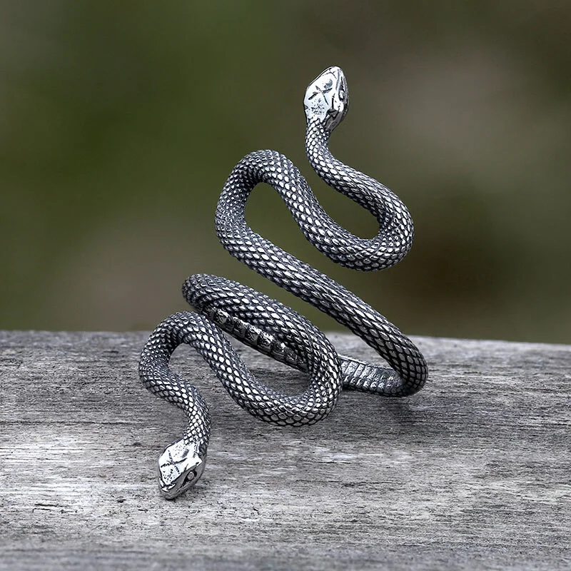 silver infinity symbol bracelet Two Headed Snake Stainless Steel Animal Ring