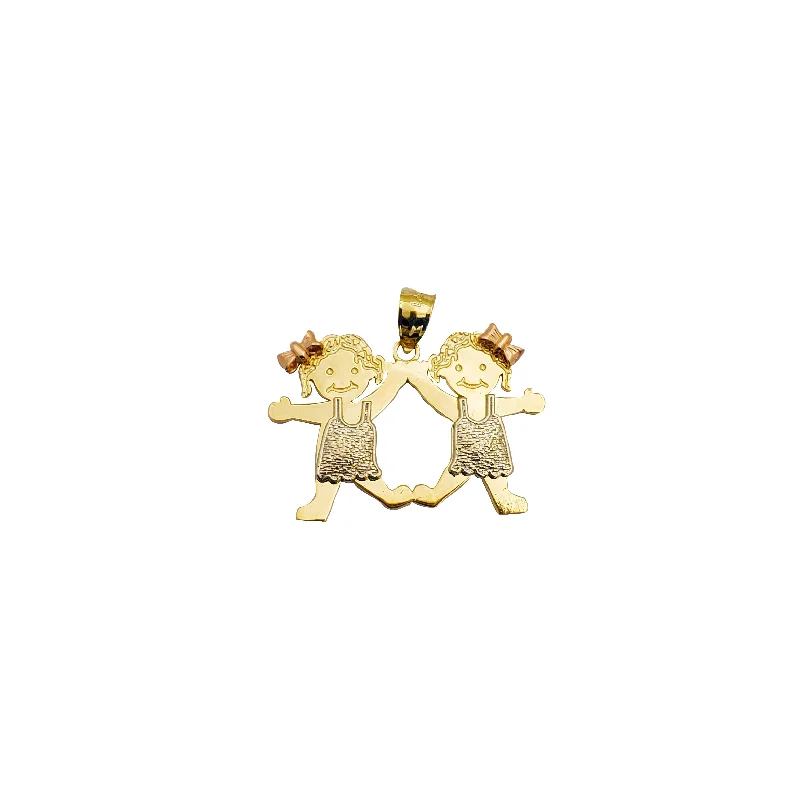 sterling silver toe ring set Two Little Girl Pendant (14K)