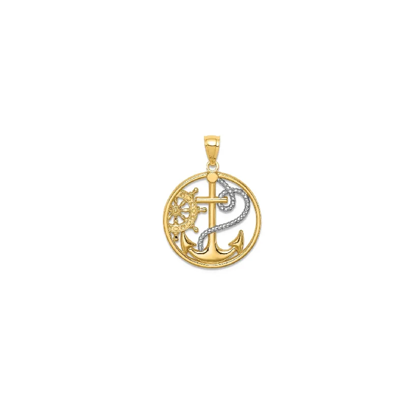 pearl and silver bracelet Two Tone Anchor Pendant (14K)