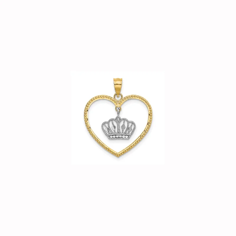 gemstone teardrop earrings Two Tone Crown Pendant (14K)