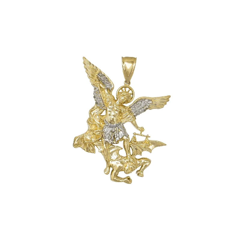 celestial orbit ring set Two-Tone Diamond-cut Saint Michael Pendant (14K)
