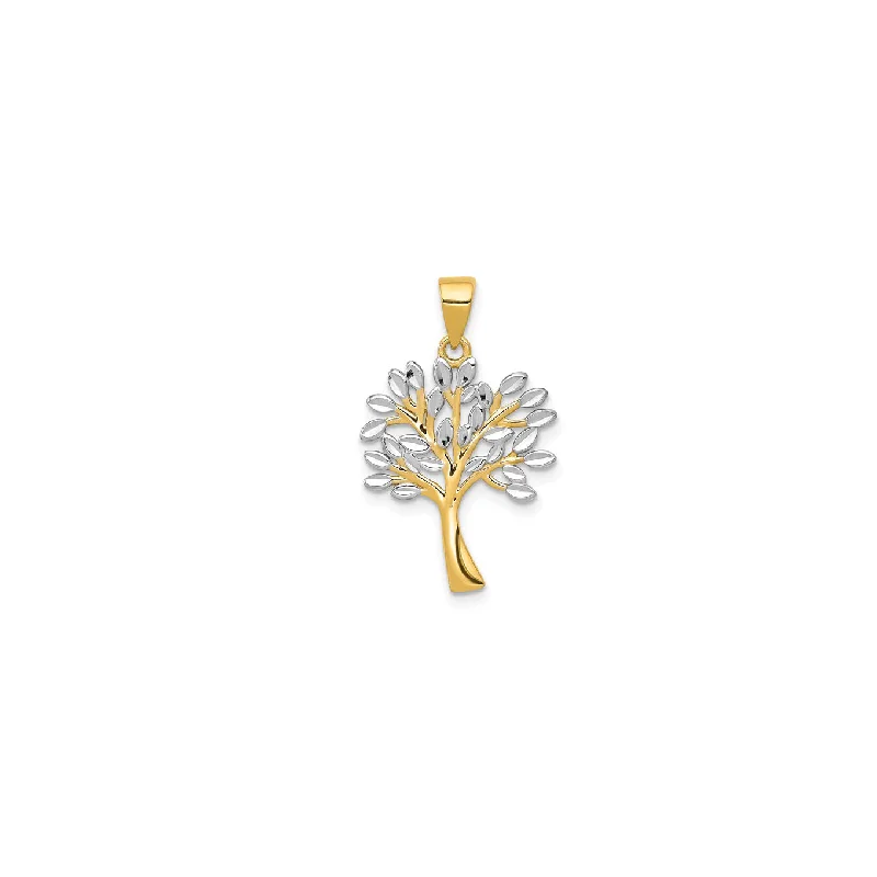 emerald gemstone earrings Two Tone Trees of Life Pendant (14K)