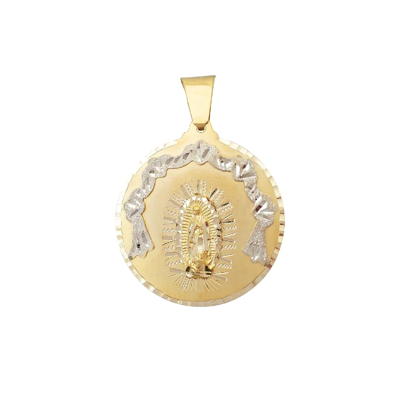 handcrafted crystal quartz ring Virgin Mary Medallion Pendant (14K)