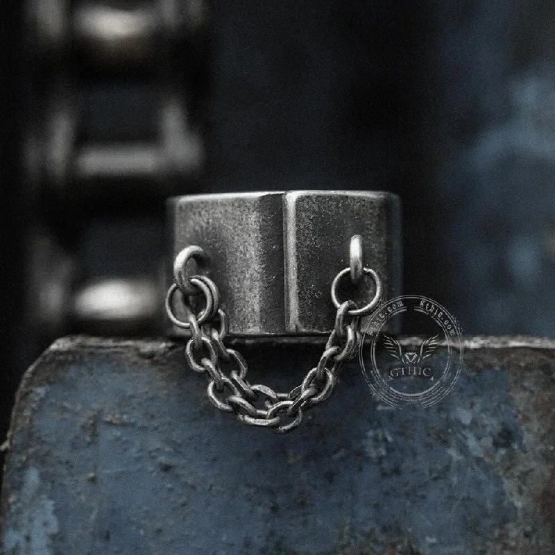 personalized silver cuff bracelet Unique Chain Stainless Steel Asymmetric Ring