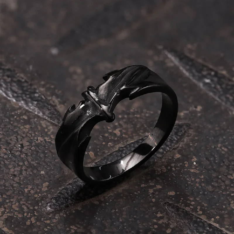 rose gold bezel ring Vampire Bat Stainless Steel Ring
