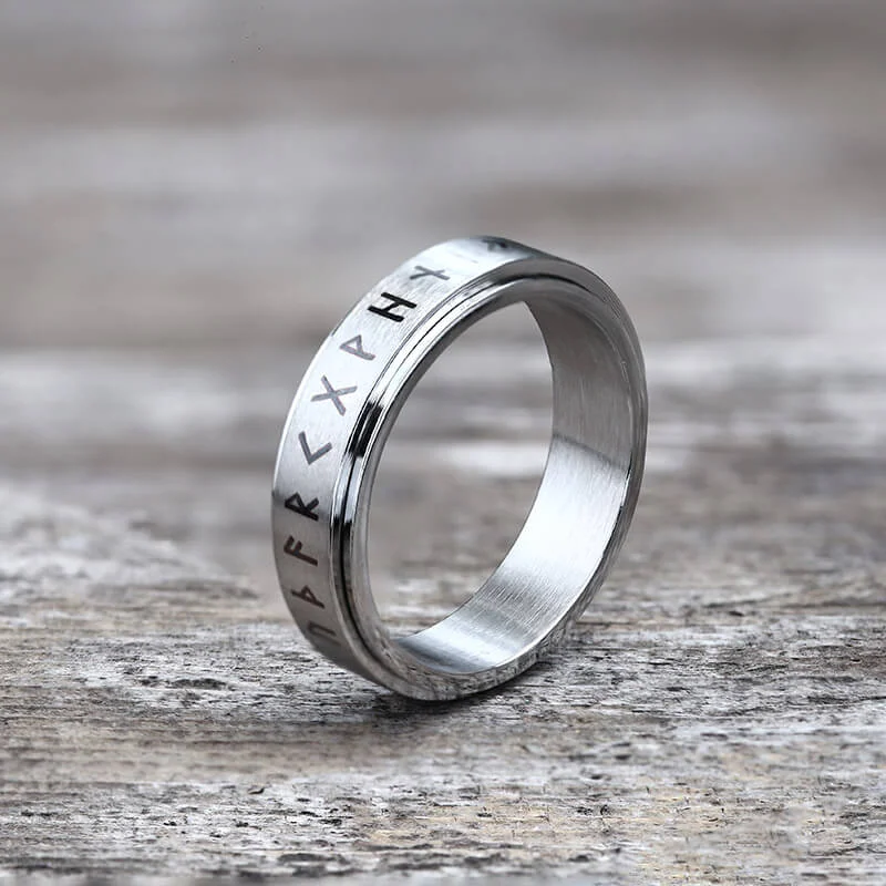 adjustable charm bracelet sterling silver Vegvisir Runes Stainless Steel Spinner Ring