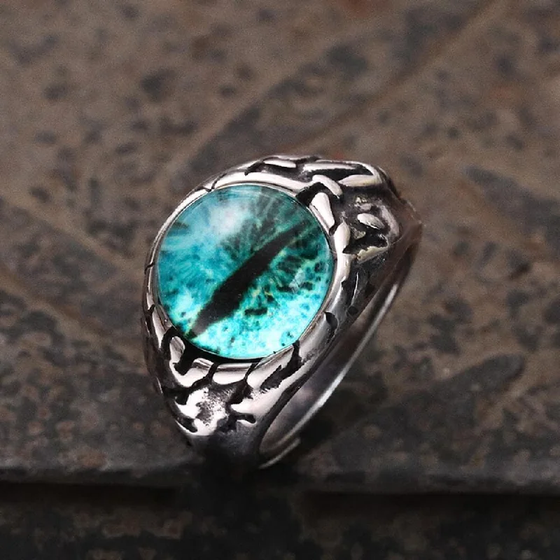 handcrafted beaded bracelet boho Vintage Dragon Eye Stainless Steel Ring