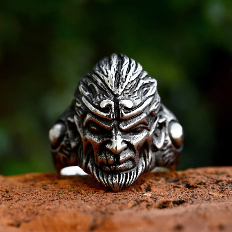 minimalist horseshoe necklace gold Vintage Monkey King Sun Wukong Stainless Steel Ring minimalist horseshoe necklace gold Vintage Monkey King Sun Wukong Stainless Steel Ring