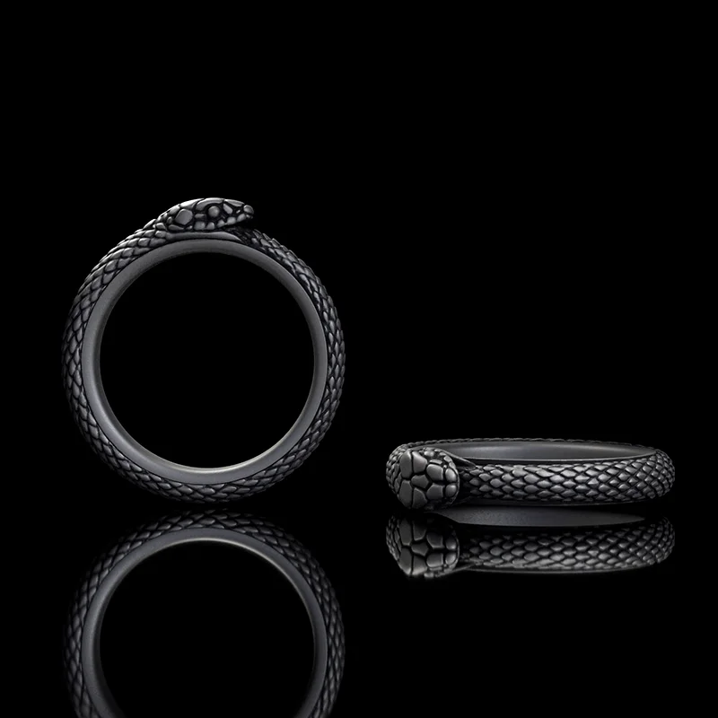 black opal engagement ring Vintage Ouroboros Sterling Silver Spinner Ring
