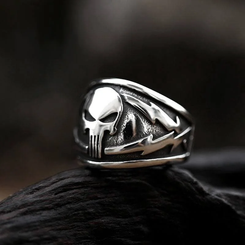 unique diamond stud earrings Punisher Skull Stainless Steel Biker Ring