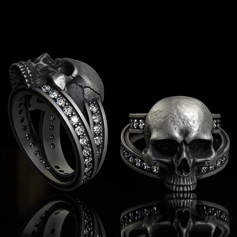 bold statement cuff bracelet Vintage Skull Zircon-Set Knot Band Sterling Silver Ring bold statement cuff bracelet Vintage Skull Zircon-Set Knot Band Sterling Silver Ring