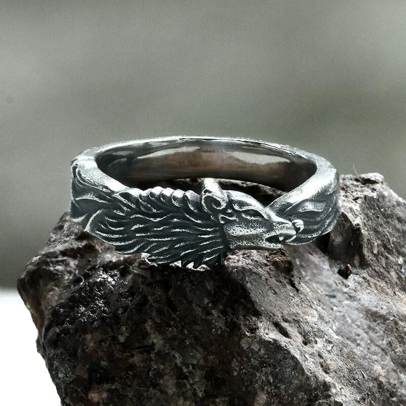 silver hoop earrings small Wolf Loyalty Stainless Steel Animal Ring