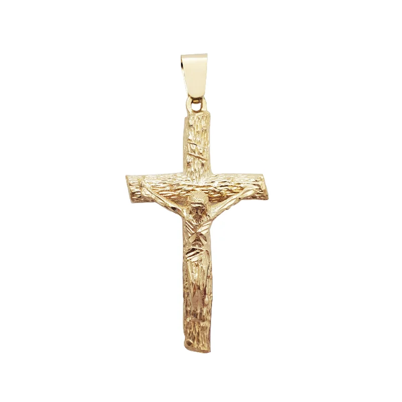 black onyx men’s signet ring Wood-Grained Crucifix Pendant (14K)
