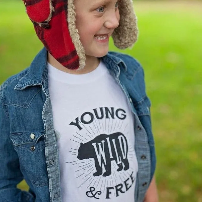 personalized gold bar necklace Young, Wild & Free - Youth & Baby Shirt