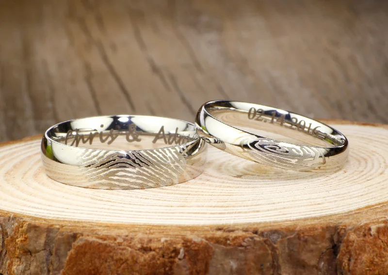 silver dragon claw ring Your Actual Finger Print Rings, His and Hers Matching White Gold Polish Wedding Bands Rings 6mm and 4mm Wide Titanium Rings Set silver dragon claw ring Your Actual Finger Print Rings, His and Hers Matching White Gold Polish Wedding Bands Rings 6mm and 4mm Wide Titanium Rings Set