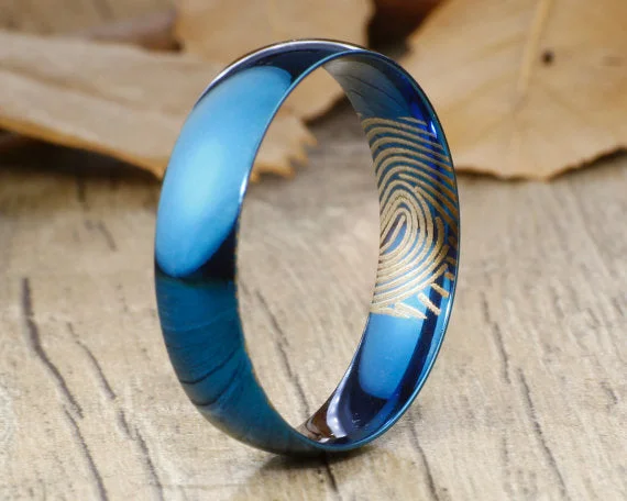 handmade coin pendant necklace Your Actual Finger Print Rings, WEDDING RING - Men Ring, Dome Blue Titanium Rings 6mm handmade coin pendant necklace Your Actual Finger Print Rings, WEDDING RING - Men Ring, Dome Blue Titanium Rings 6mm