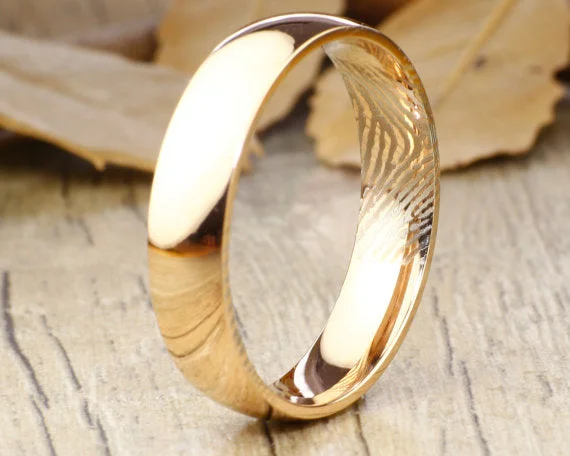 dainty pearl and diamond ring Your Actual Finger Print Rings, WEDDING RING - Men RIng, Rose Gold Titanium Rings 6mm dainty pearl and diamond ring Your Actual Finger Print Rings, WEDDING RING - Men RIng, Rose Gold Titanium Rings 6mm
