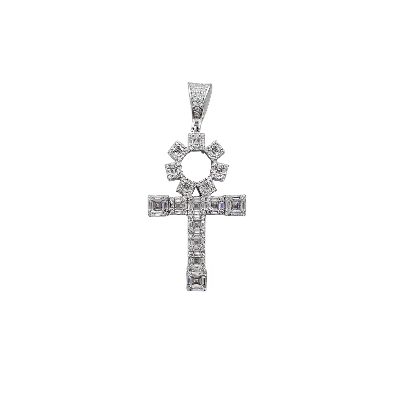 unique emerald green ring Zirconia Baguette Ankh Pendant (Silver)