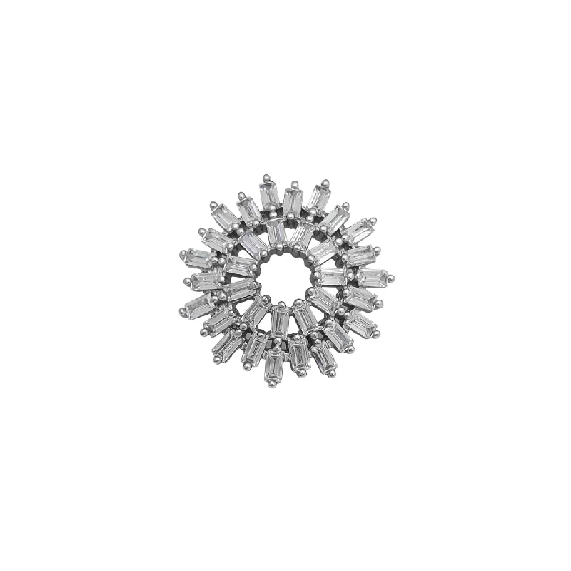 handcrafted gold stud earrings Zirconia Baguette Blossom Cluster Pendant (Silver)