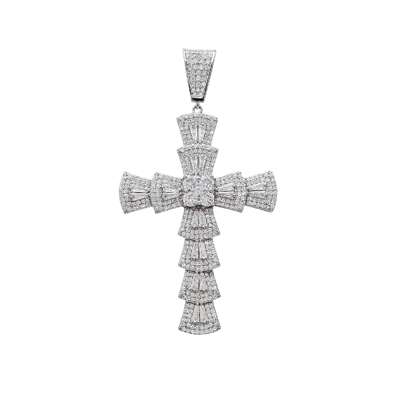 sapphire princess cut ring Zirconia Baguette Cross Pendant (Silver)