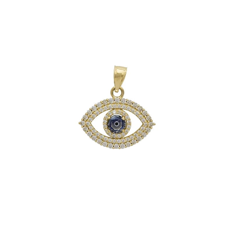 chunky chain necklace trendy Zirconia Blue Evil Eye Pendant (14K)