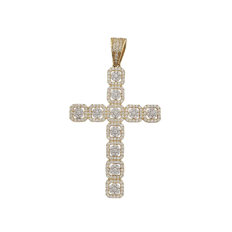 pearl and gold chain earrings Zirconia Cross Pendant (14K)