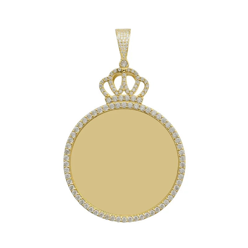 delicate pearl bracelet Zirconia Crowned Round Memorial Picture Pendant (14K)
