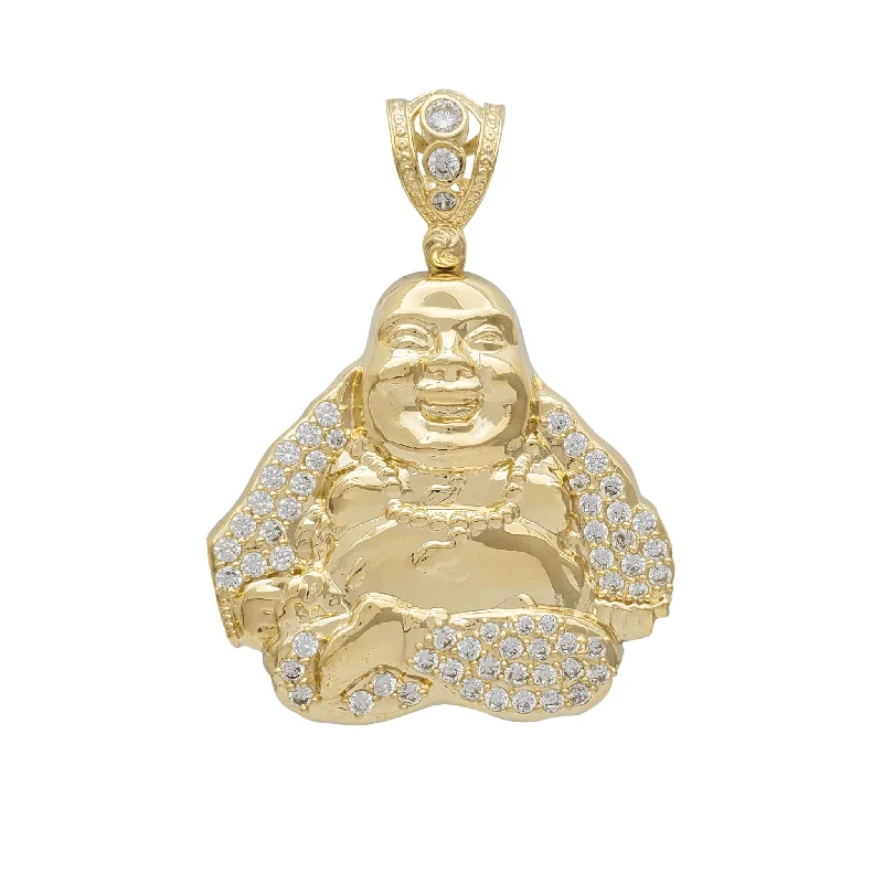 celestial star earrings stud Zirconia Hollow Buddha Pendant (14K)