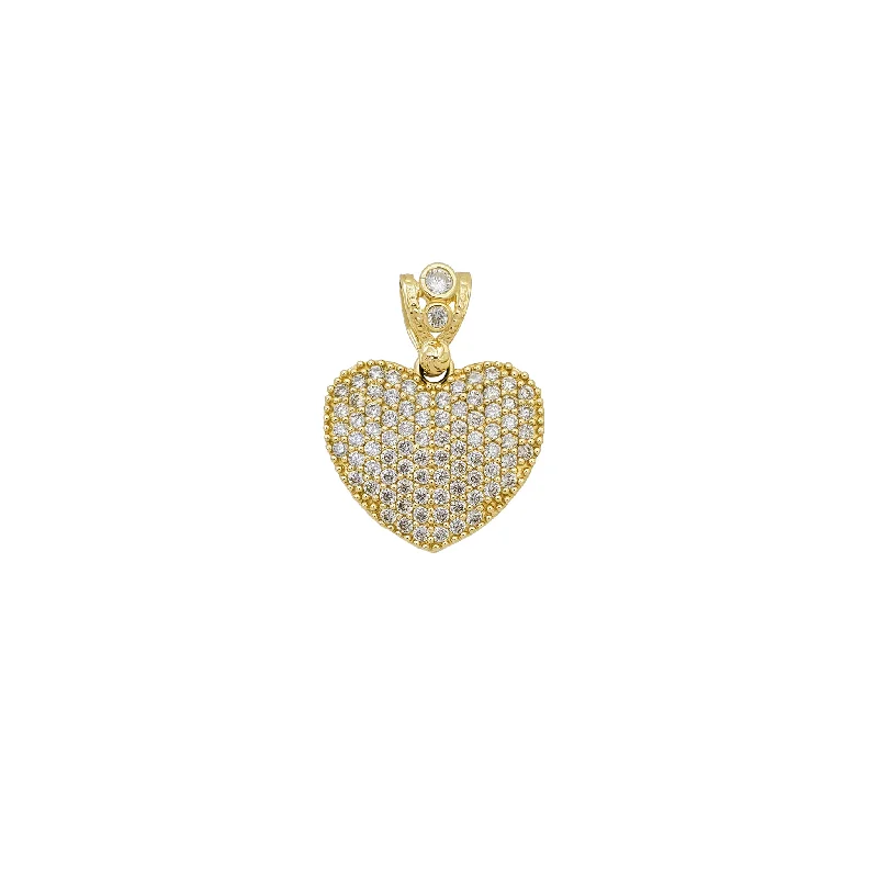vintage diamond brooch pin Zirconia Iced-Out Heart Pendant (14K)