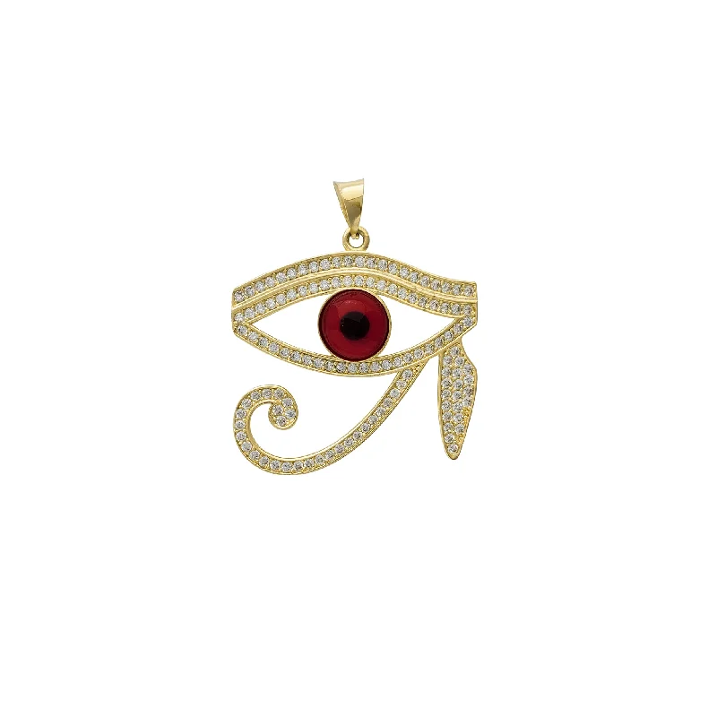 personalized coordinates ring custom Zirconia Iced-Out Horus Eye Pendant (14K)